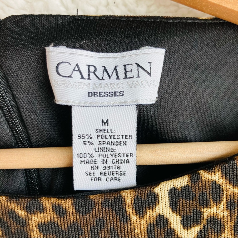 Carmen Marc Valvo leopard print long sleeve jersey knit bodycon midi dress, Sz M - Picture 9 of 16